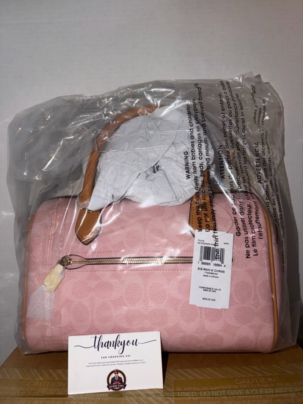 New 2026 Coach Powder Pink Medium/Regular Rowan Bag w/Charms CEA18 - Picture 3 of 5